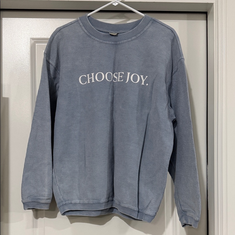 Oversized Blue 'Choose Joy' Sweatshirt